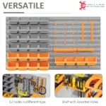 44 PCS Wall Mounted Pegboard Tool Organizer Rack Kit with Various Sized Storage Bins, Pegboard and Hooks, Orange - Image 6