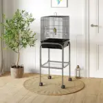 44.5 Black Metal Bird Cage with Stand Detachable Rolling Kit for Parakeets Cockatiel Canary Finch Lovebird Parrotlet - Image 2