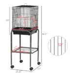 44.5 Black Metal Bird Cage with Stand Detachable Rolling Kit for Parakeets Cockatiel Canary Finch Lovebird Parrotlet - Image 3