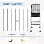 44.5 Black Metal Bird Cage with Stand Detachable Rolling Kit for Parakeets Cockatiel Canary Finch Lovebird Parrotlet - Image 4