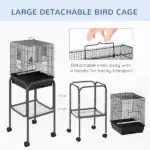 44.5 Black Metal Bird Cage with Stand Detachable Rolling Kit for Parakeets Cockatiel Canary Finch Lovebird Parrotlet - Image 5