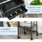 44.5 Black Metal Bird Cage with Stand Detachable Rolling Kit for Parakeets Cockatiel Canary Finch Lovebird Parrotlet - Image 6