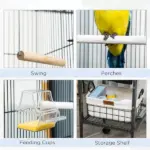 44.5 Black Metal Bird Cage with Stand Detachable Rolling Kit for Parakeets Cockatiel Canary Finch Lovebird Parrotlet - Image 7