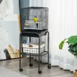 44.5 Black Metal Bird Cage with Stand Detachable Rolling Kit for Parakeets Cockatiel Canary Finch Lovebird Parrotlet - Image 9