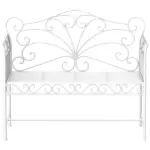 45" Patio Garden Bench, Cast Iron Antique Porch Benches for Outside, Cream White - Image 11