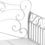 45" Patio Garden Bench, Cast Iron Antique Porch Benches for Outside, Cream White - Image 7