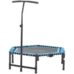 4.5 ft Foldable Fitness Trampoline with Adjustable T Bar, Blue - Image 2