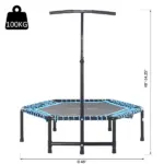 4.5 ft Foldable Fitness Trampoline with Adjustable T Bar, Blue - Image 3