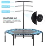 4.5 ft Foldable Fitness Trampoline with Adjustable T Bar, Blue - Image 4