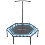 4.5 ft Foldable Fitness Trampoline with Adjustable T Bar, Blue - Image 8