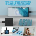45W USB C Fast Wall Charger with 10 Foot Cable for Samsung Galaxy S20 S21 S22 S23 - Image 5