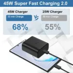 45W USB C Fast Wall Charger with 10 Foot Cable for Samsung Galaxy S20 S21 S22 S23 - Image 2