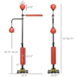 4.6'-6.7' Speed Bag Boxing Bag Stand, Reflex Bag Boxing Training Equipment, Speed Punching Bag, Red - Image 3