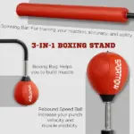 4.6'-6.7' Speed Bag Boxing Bag Stand, Reflex Bag Boxing Training Equipment, Speed Punching Bag, Red - Image 4