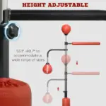 4.6'-6.7' Speed Bag Boxing Bag Stand, Reflex Bag Boxing Training Equipment, Speed Punching Bag, Red - Image 5