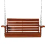 Outsunny 46" Wooden Patio Swing Bench, 2-Person Porch Swing with Cup Holders, Chains, Brown - Image 11