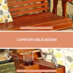 Outsunny 46" Wooden Patio Swing Bench, 2-Person Porch Swing with Cup Holders, Chains, Brown - Image 5