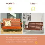 Outsunny 46" Wooden Patio Swing Bench, 2-Person Porch Swing with Cup Holders, Chains, Brown - Image 7