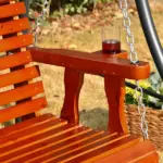 Outsunny 46" Wooden Patio Swing Bench, 2-Person Porch Swing with Cup Holders, Chains, Brown - Image 9