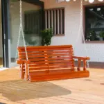 Outsunny 46" Wooden Patio Swing Bench, 2-Person Porch Swing with Cup Holders, Chains, Brown - Image 10