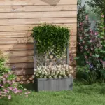 Outsunny 46 Inch Wooden Planter with Trellis, Raised Garden Bed to Grow Vegetables, Herbs, Flowers for Backyard, Patio, Gray - Image 2
