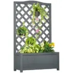 Outsunny 46 Inch Wooden Planter with Trellis, Raised Garden Bed to Grow Vegetables, Herbs, Flowers for Backyard, Patio, Gray - Image 11