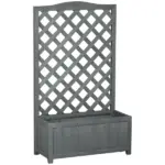 Outsunny 46 Inch Wooden Planter with Trellis, Raised Garden Bed to Grow Vegetables, Herbs, Flowers for Backyard, Patio, Gray