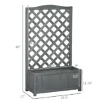 Outsunny 46 Inch Wooden Planter with Trellis, Raised Garden Bed to Grow Vegetables, Herbs, Flowers for Backyard, Patio, Gray - Image 3