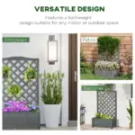 Outsunny 46 Inch Wooden Planter with Trellis, Raised Garden Bed to Grow Vegetables, Herbs, Flowers for Backyard, Patio, Gray - Image 4