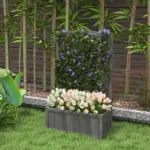 Outsunny 46 Inch Wooden Planter with Trellis, Raised Garden Bed to Grow Vegetables, Herbs, Flowers for Backyard, Patio, Gray - Image 10