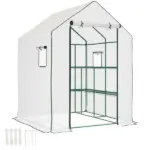 Outsunny 4.6' x 4.7' Portable Greenhouse, Water/UV Resistant Walk-In Small Outdoor Green House with 2 Tier U-Shaped Flower Rack Shelves - Image 11