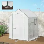Outsunny 4.6' x 4.7' Portable Greenhouse, Water/UV Resistant Walk-In Small Outdoor Green House with 2 Tier U-Shaped Flower Rack Shelves - Image 3