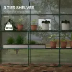 Outsunny 4.6' x 4.7' Portable Greenhouse, Water/UV Resistant Walk-In Small Outdoor Green House with 2 Tier U-Shaped Flower Rack Shelves - Image 4