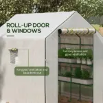 Outsunny 4.6' x 4.7' Portable Greenhouse, Water/UV Resistant Walk-In Small Outdoor Green House with 2 Tier U-Shaped Flower Rack Shelves - Image 6