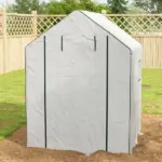 Outsunny 4.6' x 4.7' Portable Greenhouse, Water/UV Resistant Walk-In Small Outdoor Green House with 2 Tier U-Shaped Flower Rack Shelves - Image 10