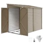 Outsunny 4.6' x 9' Outdoor Storage Shed, Lean to Garden Shed with Foundation Kit, Lockable Doors and Gloves for Patio, Lawn, Brown - Image 11