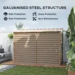 Outsunny 4.6' x 9' Outdoor Storage Shed, Lean to Garden Shed with Foundation Kit, Lockable Doors and Gloves for Patio, Lawn, Brown - Image 4