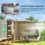 Outsunny 4.6' x 9' Outdoor Storage Shed, Lean to Garden Shed with Foundation Kit, Lockable Doors and Gloves for Patio, Lawn, Brown - Image 5