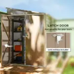 Outsunny 4.6' x 9' Outdoor Storage Shed, Lean to Garden Shed with Foundation Kit, Lockable Doors and Gloves for Patio, Lawn, Brown - Image 6