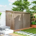 Outsunny 4.6' x 9' Outdoor Storage Shed, Lean to Garden Shed with Foundation Kit, Lockable Doors and Gloves for Patio, Lawn, Brown - Image 8