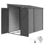 Outsunny 4.6' x 9' Outdoor Storage Shed, Lean to Metal Shed with Foundation Kit, Lockable Doors and Gloves for Patio, Lawn, Dark Gray - Image 11