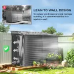 Outsunny 4.6' x 9' Outdoor Storage Shed, Lean to Metal Shed with Foundation Kit, Lockable Doors and Gloves for Patio, Lawn, Dark Gray - Image 5