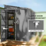 Outsunny 4.6' x 9' Outdoor Storage Shed, Lean to Metal Shed with Foundation Kit, Lockable Doors and Gloves for Patio, Lawn, Dark Gray - Image 6