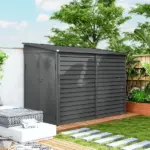 Outsunny 4.6' x 9' Outdoor Storage Shed, Lean to Metal Shed with Foundation Kit, Lockable Doors and Gloves for Patio, Lawn, Dark Gray - Image 8
