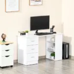 HOMCOM 47" Home Office Desk, Modern Desk with Storage with 3 Drawer and Storage Shelf, White - Image 12