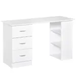 HOMCOM 47" Home Office Desk, Modern Desk with Storage with 3 Drawer and Storage Shelf, White - Image 13