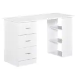 HOMCOM 47" Home Office Desk, Modern Desk with Storage with 3 Drawer and Storage Shelf, White