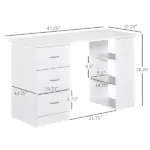 HOMCOM 47" Home Office Desk, Modern Desk with Storage with 3 Drawer and Storage Shelf, White - Image 3