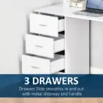 HOMCOM 47" Home Office Desk, Modern Desk with Storage with 3 Drawer and Storage Shelf, White - Image 5