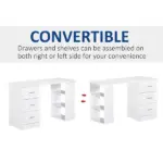 HOMCOM 47" Home Office Desk, Modern Desk with Storage with 3 Drawer and Storage Shelf, White - Image 6